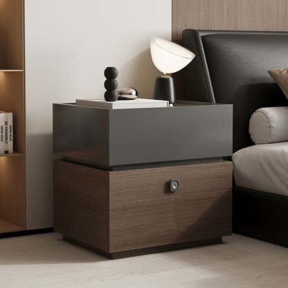 Minimalist Oak 2-Drawer Smart Lock Nightstand