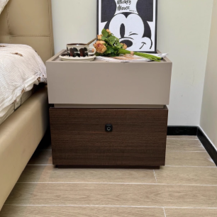 Minimalist Oak 2-Drawer Smart Lock Nightstand