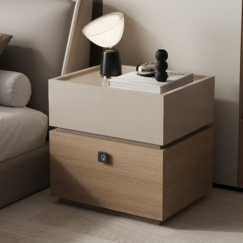 Minimalist Oak 2-Drawer Smart Lock Nightstand