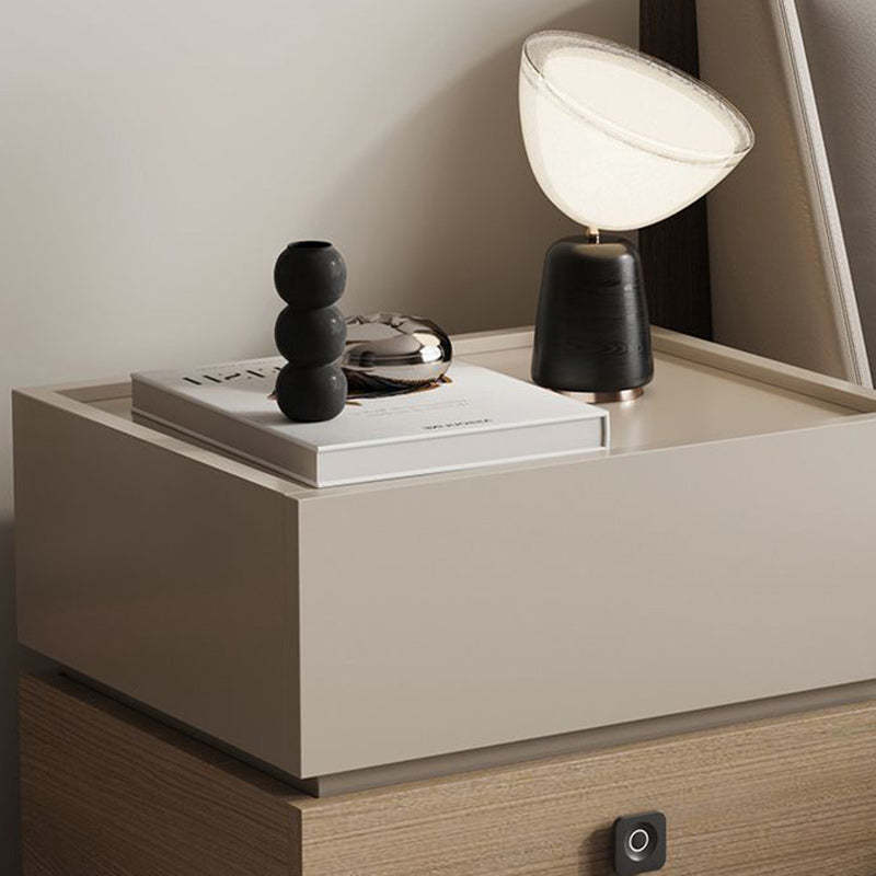 Minimalist Oak 2-Drawer Smart Lock Nightstand