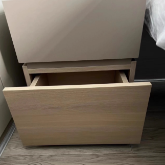 Minimalist Oak 2-Drawer Smart Lock Nightstand