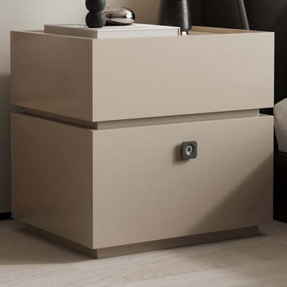 Minimalist Oak 2-Drawer Smart Lock Nightstand