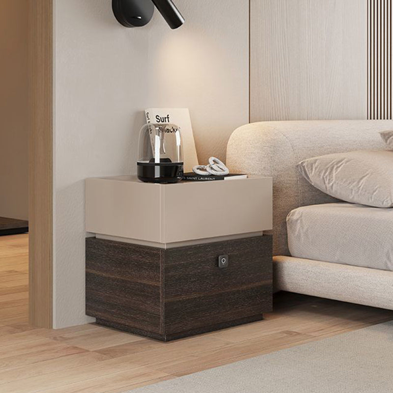 Minimalist Oak 2-Drawer Smart Lock Nightstand