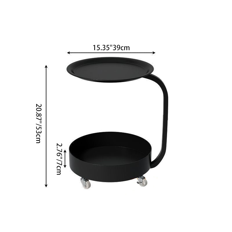Minimalist Marble Iron 2-Tier Round Side Table — B / Black
