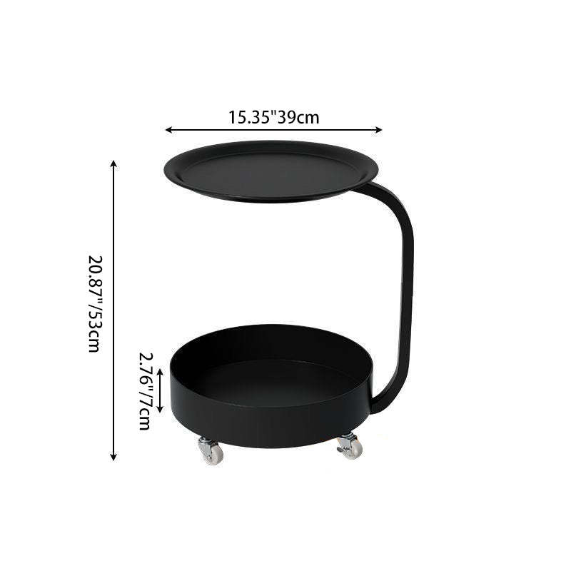 Minimalist Marble Iron 2-Tier Round Side Table — B / Black