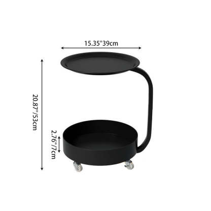 Minimalist Marble Iron 2-Tier Round Side Table — B / Black