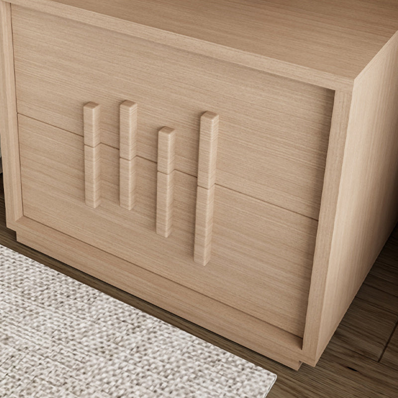 Japanese Wood 2-Drawer Nightstand — Walnut Color
