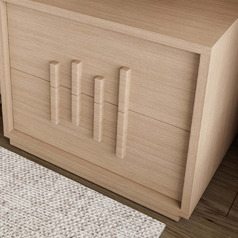 Japanese Wood 2-Drawer Nightstand — Walnut Color