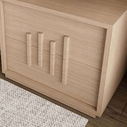 Japanese Wood 2-Drawer Nightstand — Walnut Color