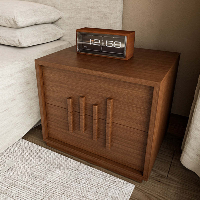 Japanese Wood 2-Drawer Nightstand