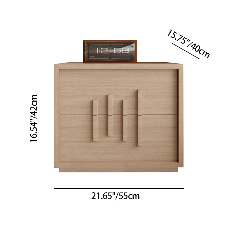 Japanese Wood 2-Drawer Nightstand — Walnut Color