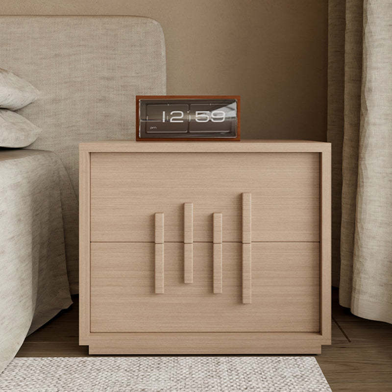 Japanese Wood 2-Drawer Nightstand — Black Walnut Color