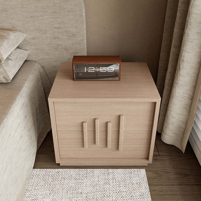 Japanese Wood 2-Drawer Nightstand