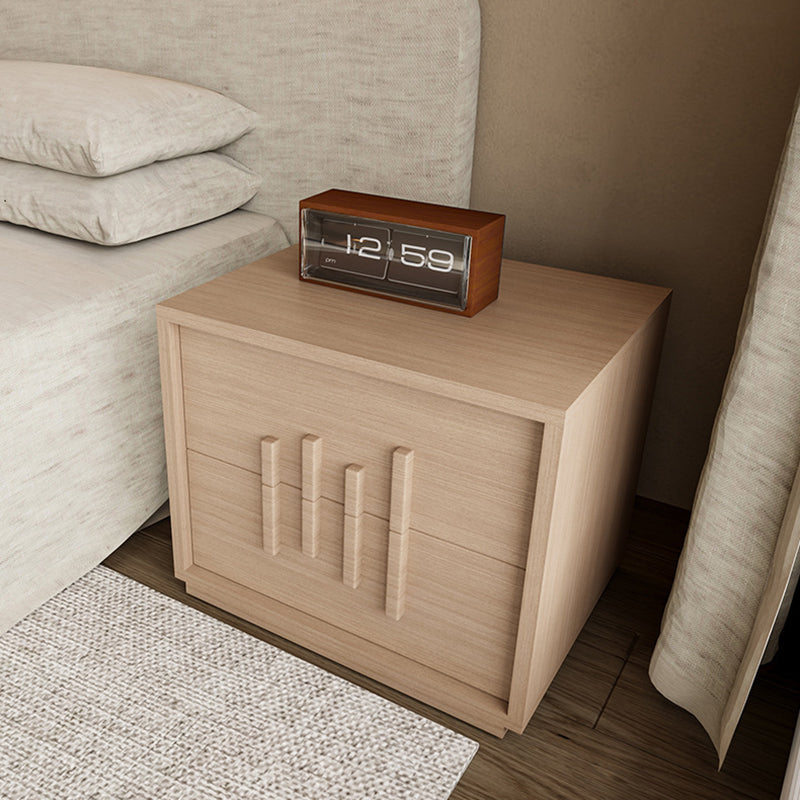 Japanese Wood 2-Drawer Nightstand