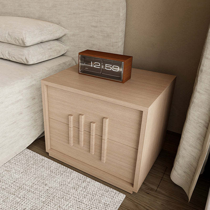 Japanese Wood 2-Drawer Nightstand