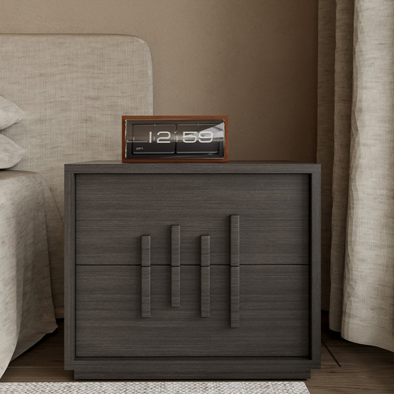 Japanese Wood 2-Drawer Nightstand