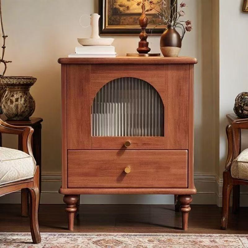 Vintage Wood 1-Drawer Nightstand - Black