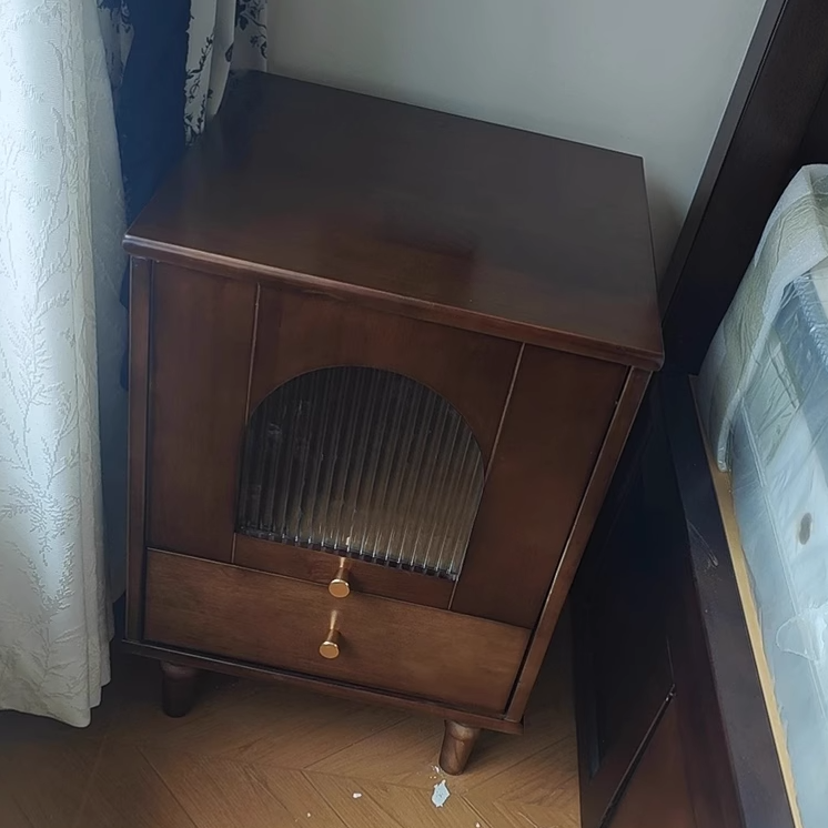 Vintage Wood 1-Drawer Nightstand