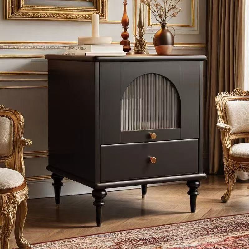 Vintage Wood 1-Drawer Nightstand