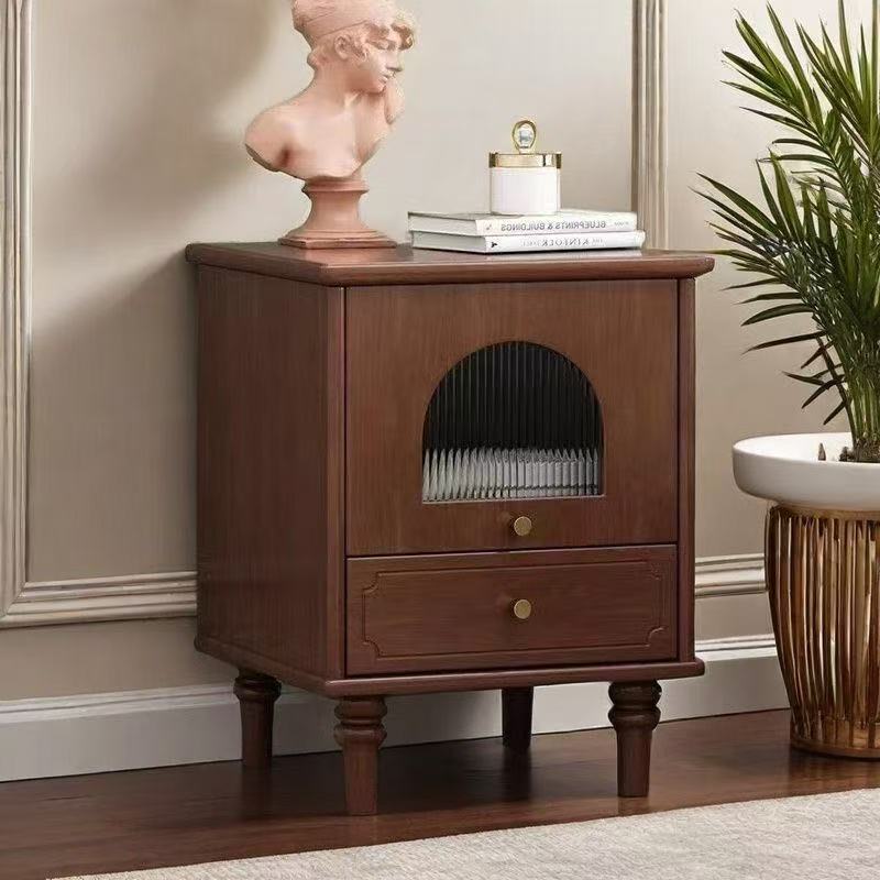 Vintage Wood 1-Drawer Nightstand