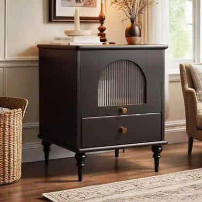 Vintage Wood 1-Drawer Nightstand — Cherry Wood Color