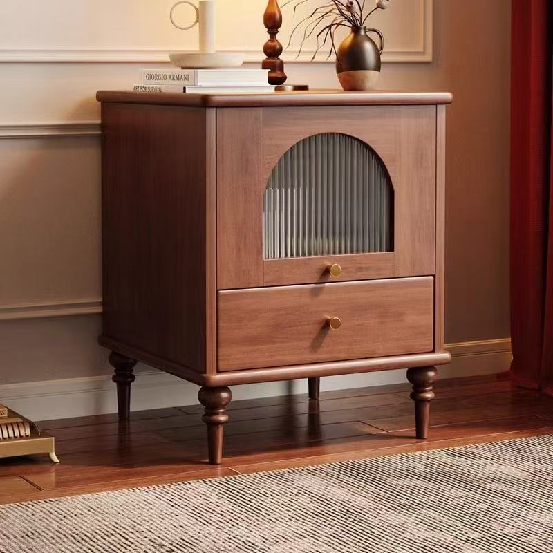 Vintage Wood 1-Drawer Nightstand — Walnut Color