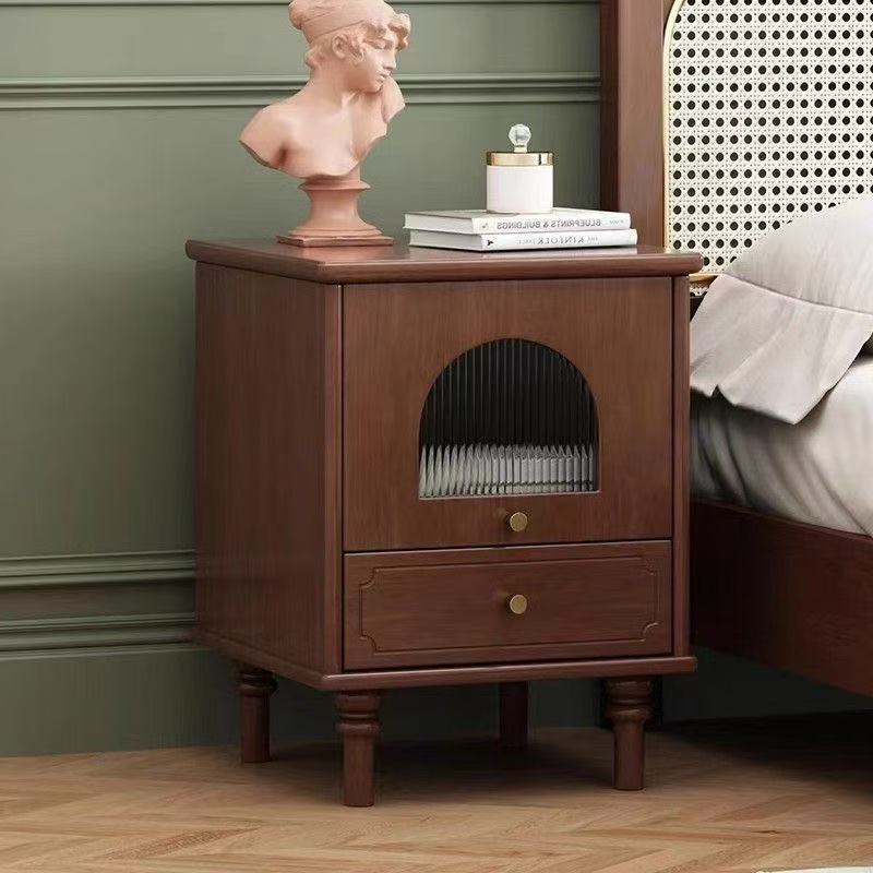 Vintage Wood 1-Drawer Nightstand