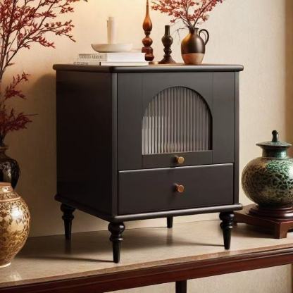 Vintage Wood 1-Drawer Nightstand