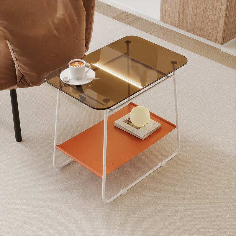 Minimalist Glass 2-Tier Storage Table