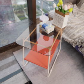 Minimalist Glass 2-Tier Storage Table