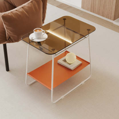 Minimalist Glass 2-Tier Storage Table