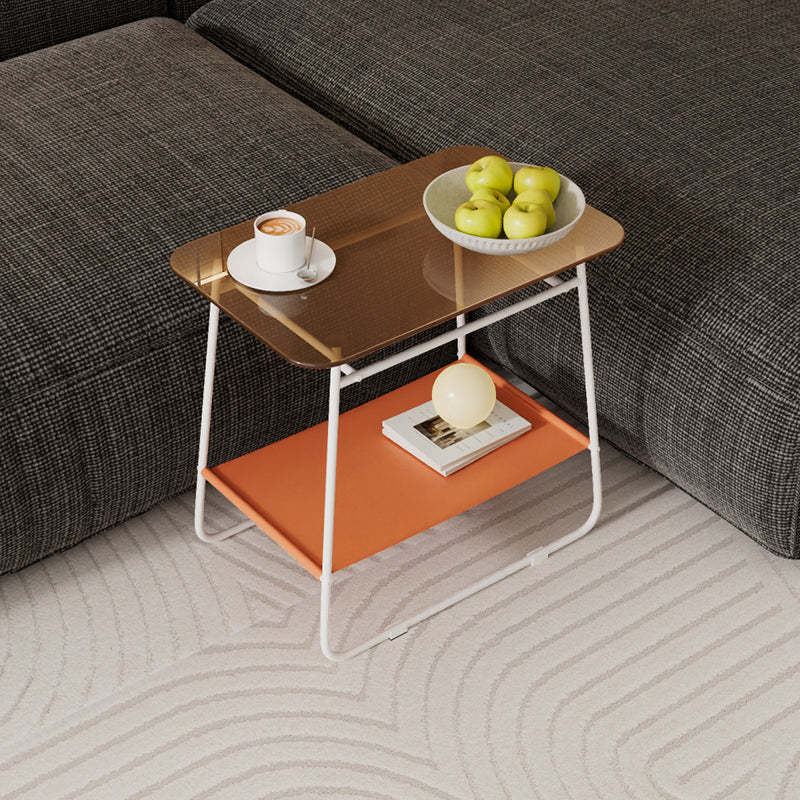 Minimalist Glass 2-Tier Storage Table
