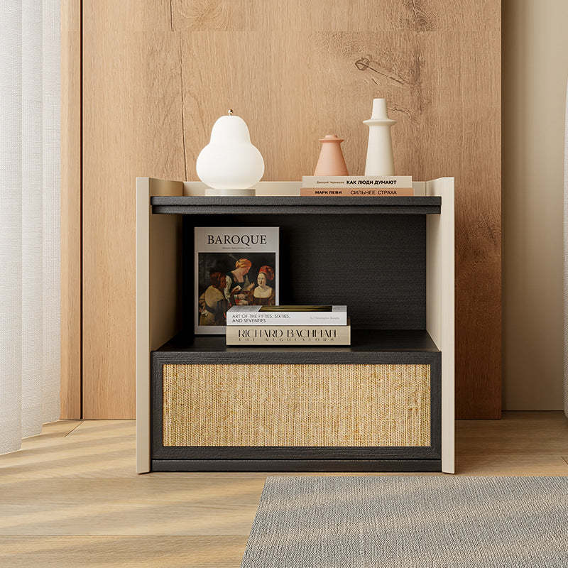 Nordic Wood 1-Drawer Nightstand — Black