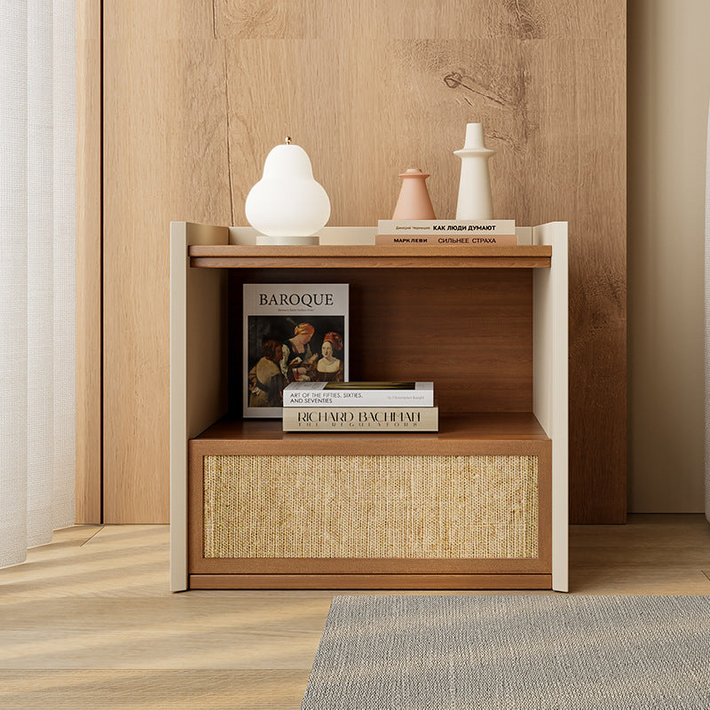 Nordic Wood 1-Drawer Nightstand — Cherry Wood Color