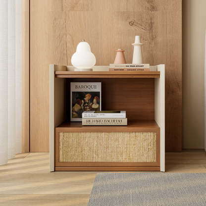 Nordic Wood 1-Drawer Nightstand — Cherry Wood Color