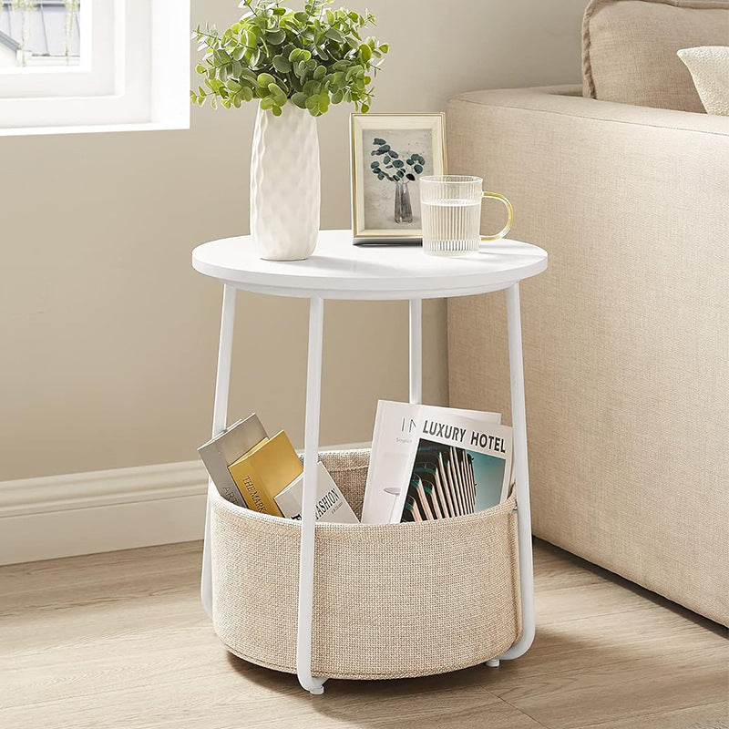 Minimalist Metal Round Fabric Basket Side Table