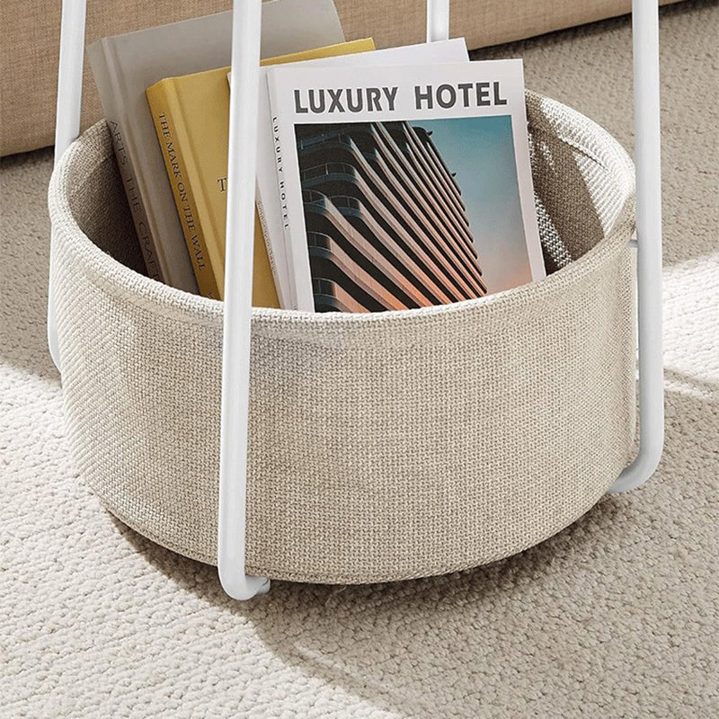 Minimalist Metal Round Fabric Basket Side Table