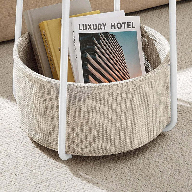 Minimalist Metal Round Fabric Basket Side Table