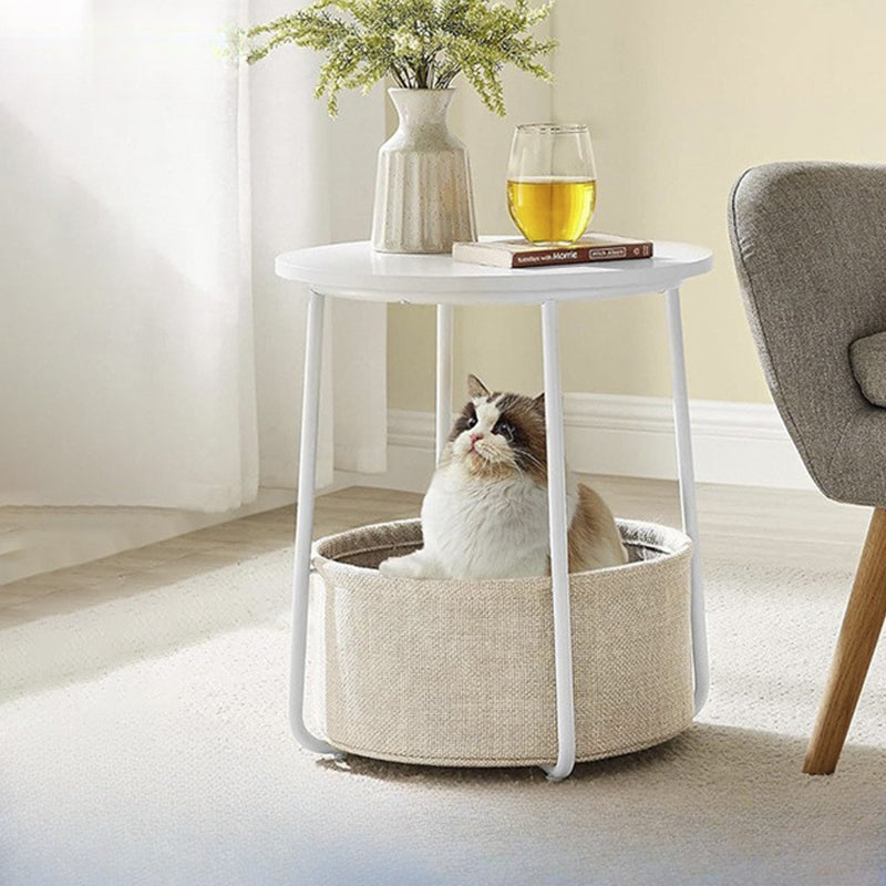 Minimalist Metal Round Fabric Basket Side Table