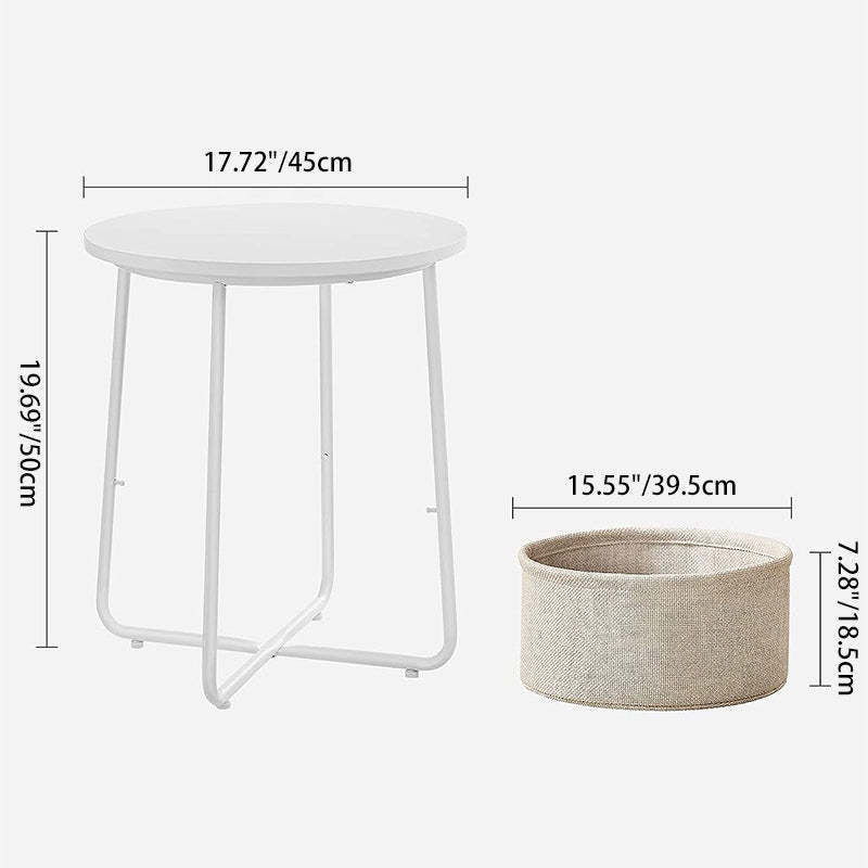 Minimalist Metal Round Fabric Basket Side Table