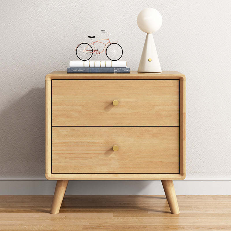 Minimalist Wood 2-Drawer Nightstand — Walnut Color