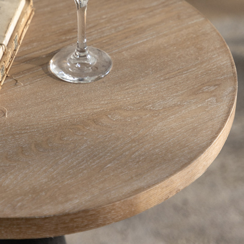 Rustic Wood Iron Round Side Table