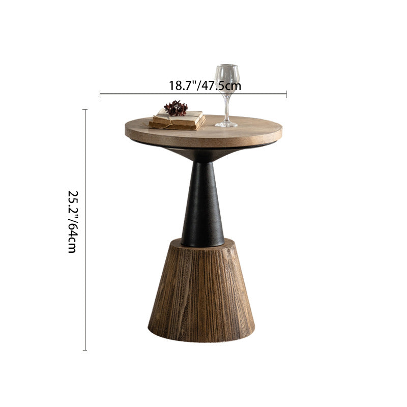 Rustic Wood Iron Round Side Table