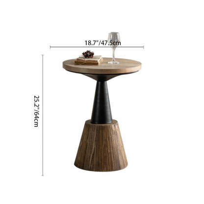 Rustic Wood Iron Round Side Table