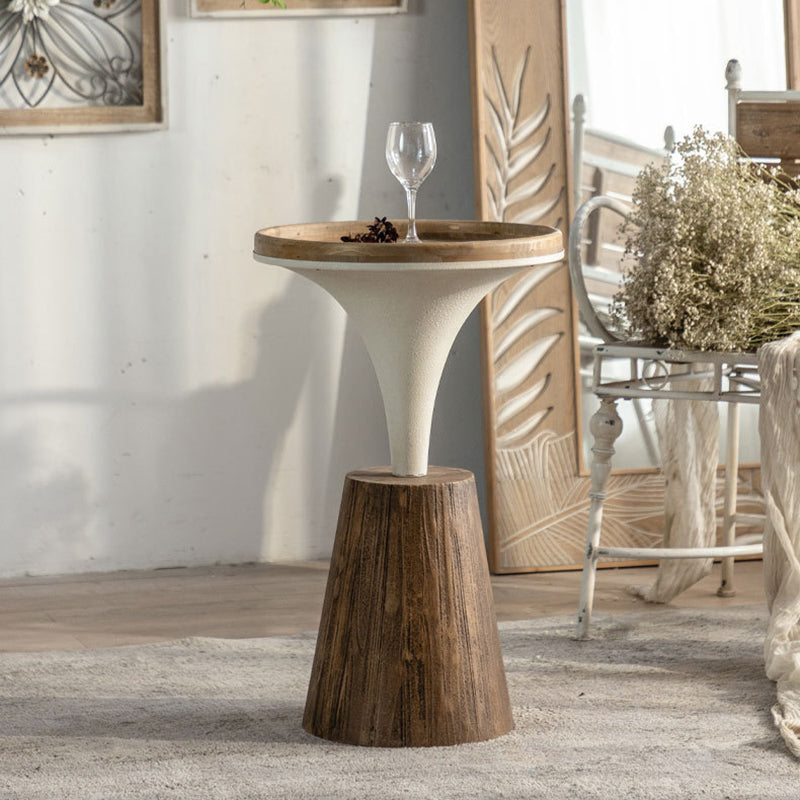 Rustic Wood Iron Round Side Table