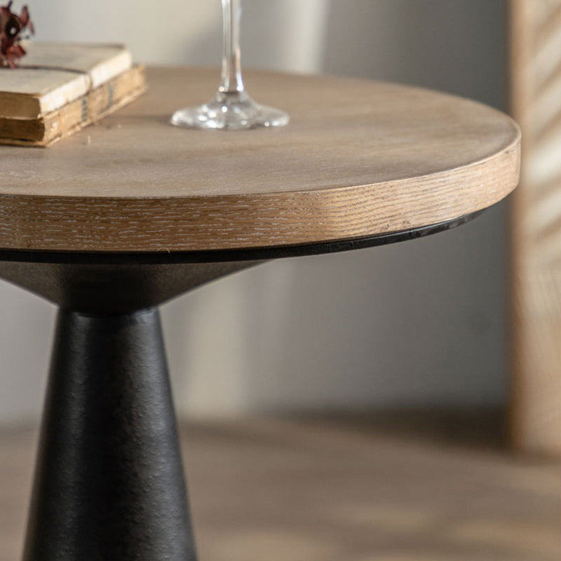 Rustic Wood Iron Round Side Table