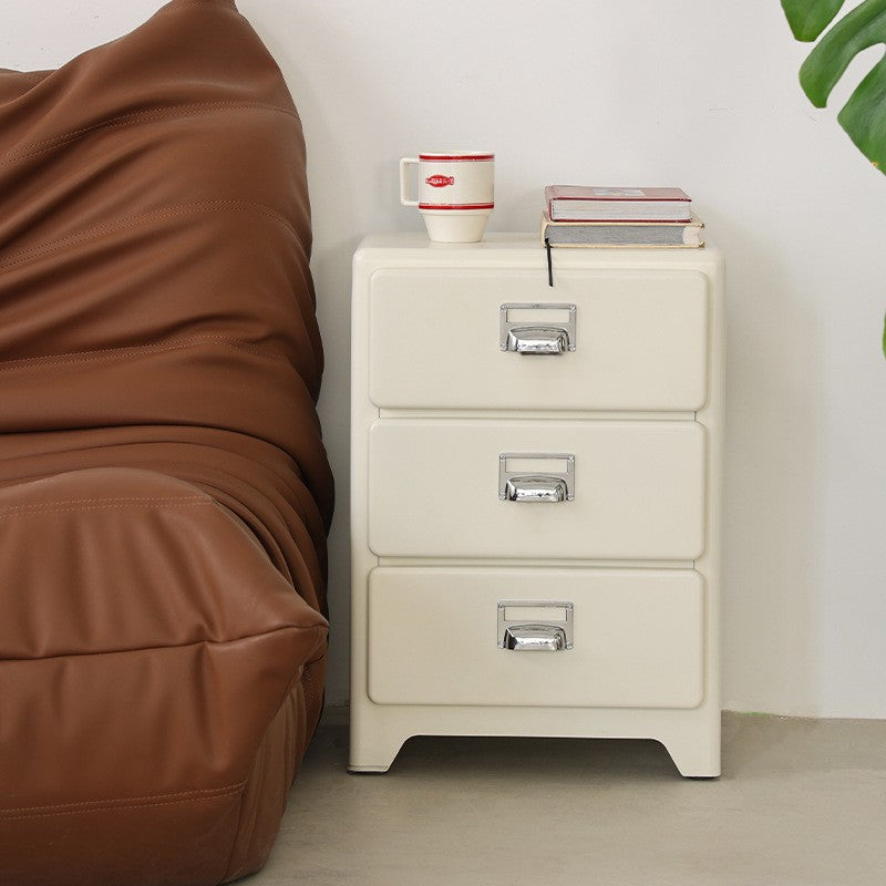 Japanese Iron 3-Drawer Nightstand — Beige