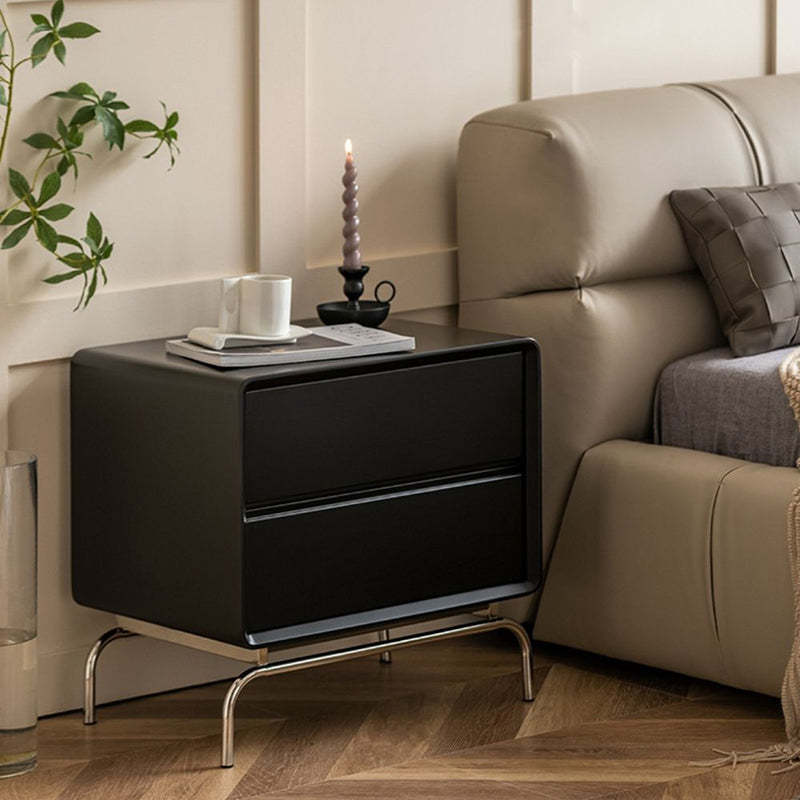 Nordic Wood 2-Drawer Nightstand — White