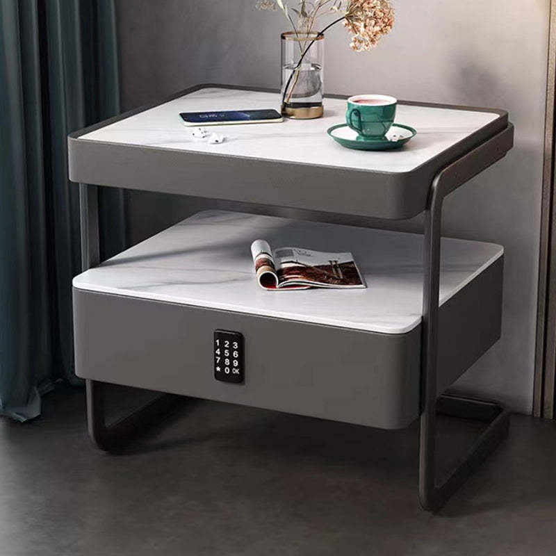 Minimalist 1-drawer nightstands in marble — Dark Gray