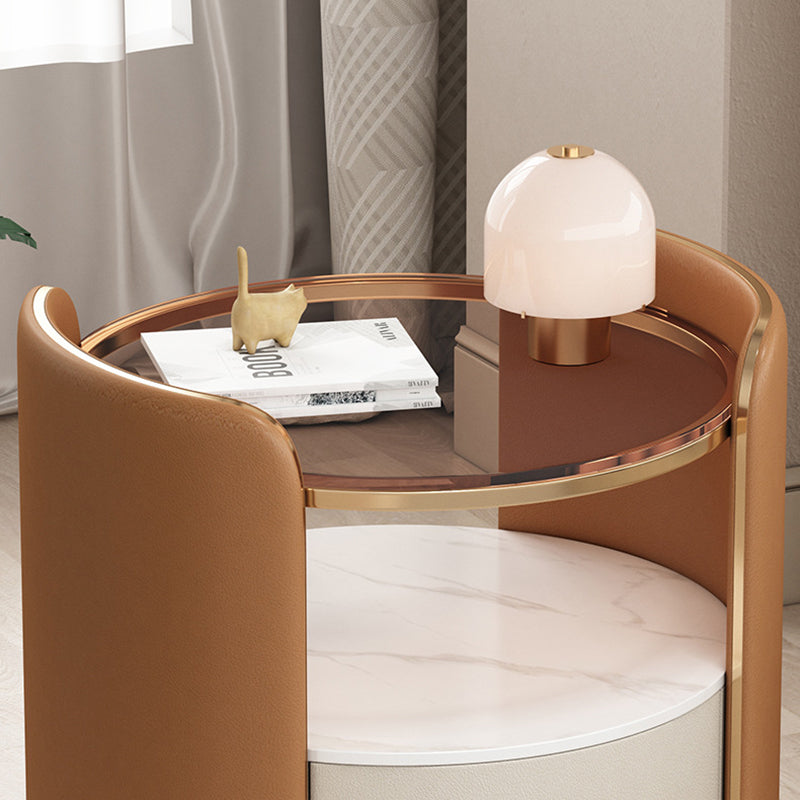 Minimalist Glass 1-Drawer Nightstand — Dark Gray